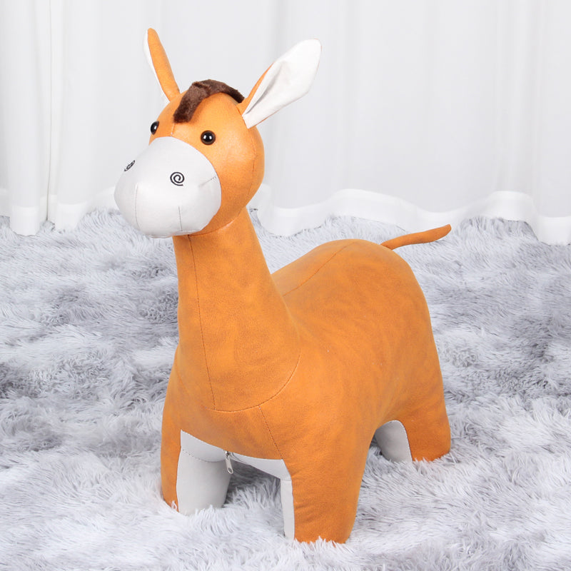 Modern Velvet Pouf Ottoman Contrast Color Donkey Shape Stain Resistant Pouf Chair