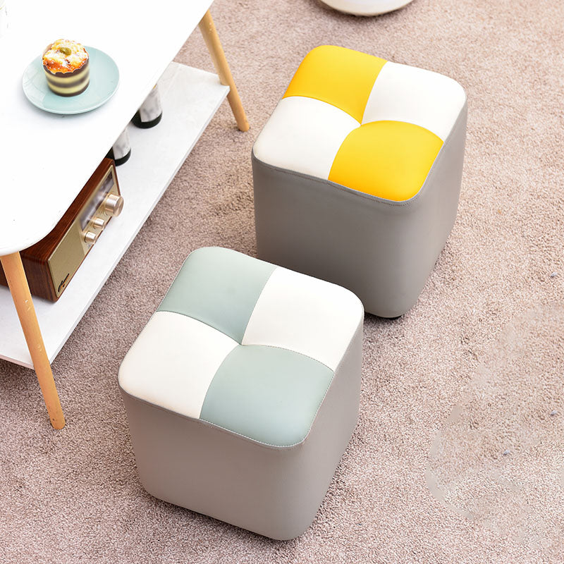 Modern Yellow Cube Water Resistant Color Piece Leather Indoor Cube