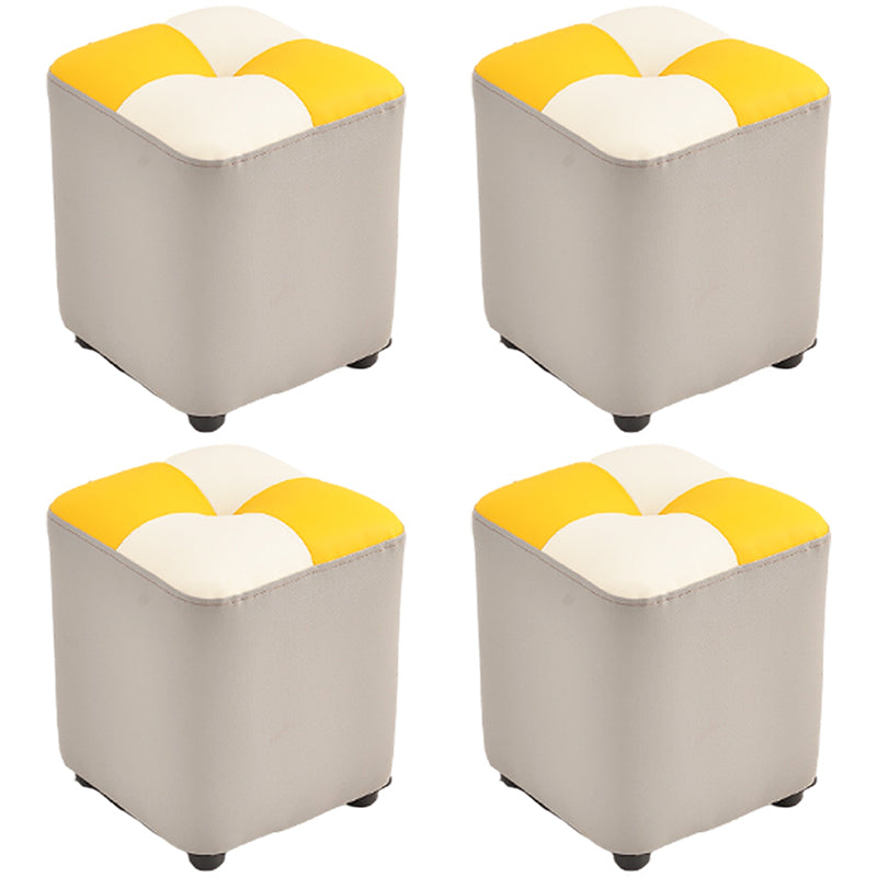 Modern Yellow Cube Water Resistant Color Piece Leather Indoor Cube