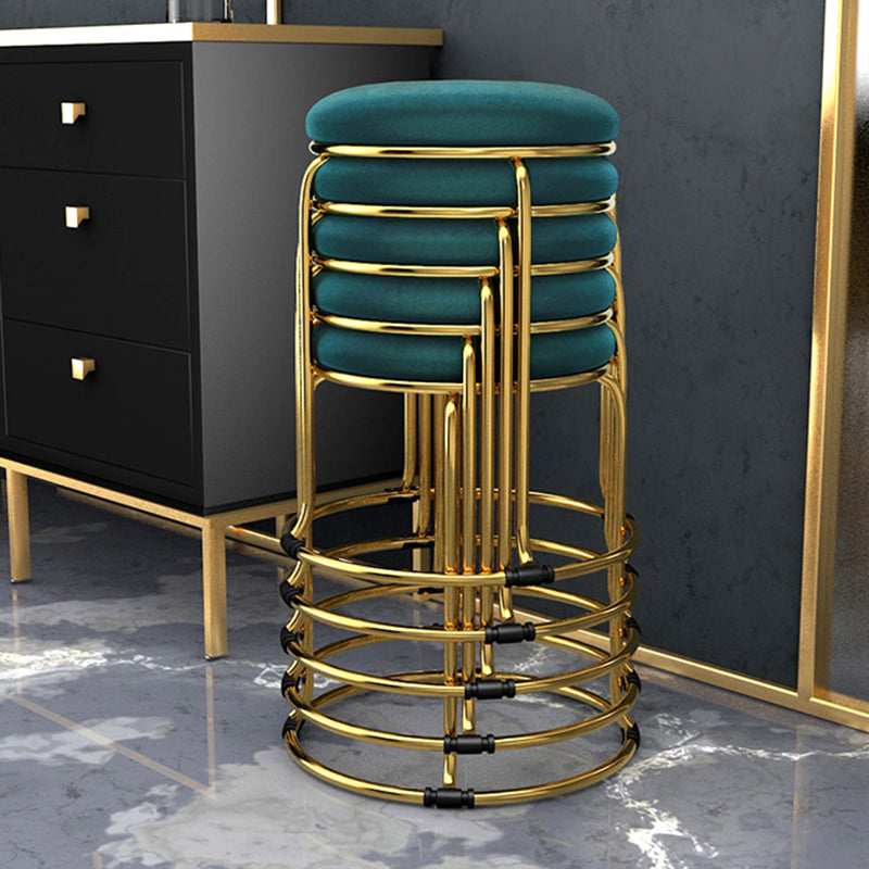 Glam Mental Leg Solid Ottoman Velvet Standard Fade Resistant Solid Color Round Ottoman