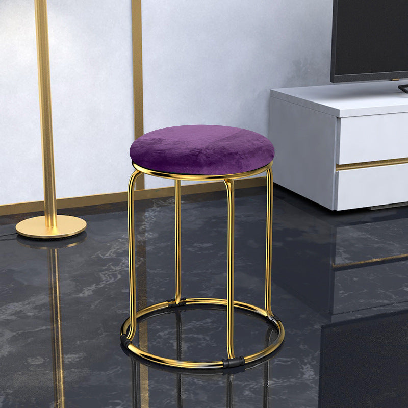 Glam Mental Leg Solid Ottoman Velvet Standard Fade Resistant Solid Color Round Ottoman