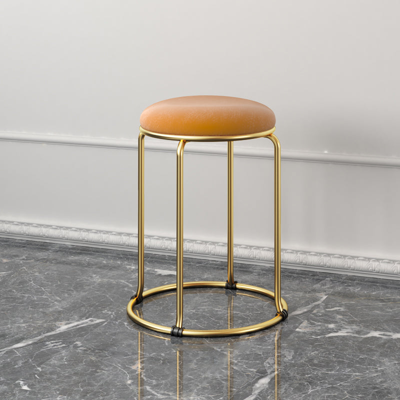 Ottoman Round Glam Pure Color Velvet Tear Resistant Standard Ottoman