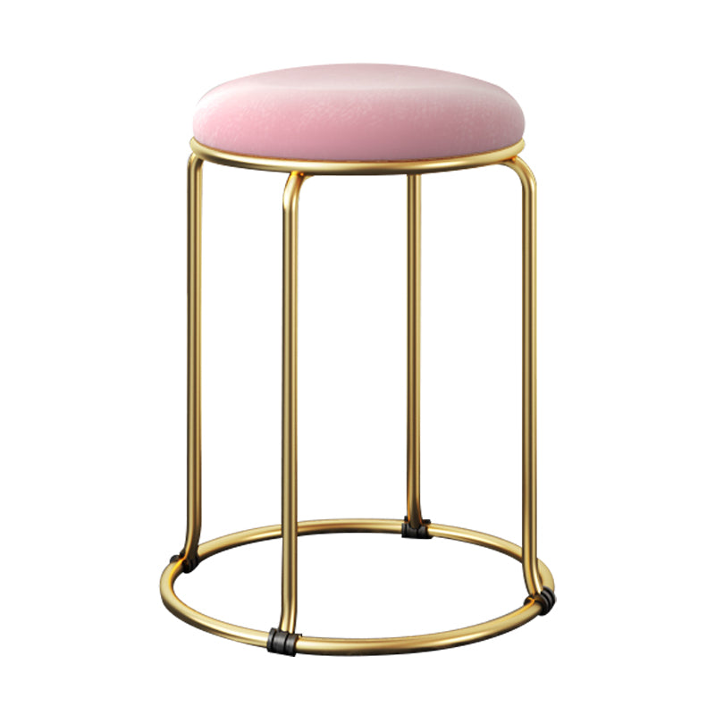 Ottoman Round Glam Pure Color Velvet Tear Resistant Standard Ottoman