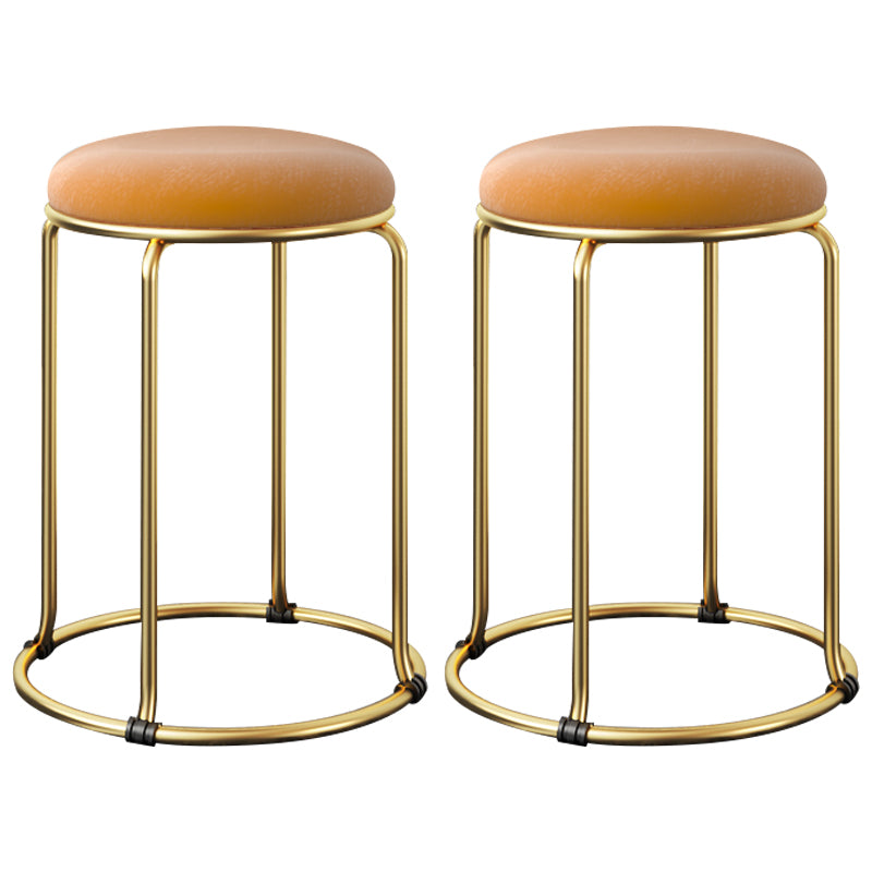 Ottoman Round Glam Pure Color Velvet Tear Resistant Standard Ottoman