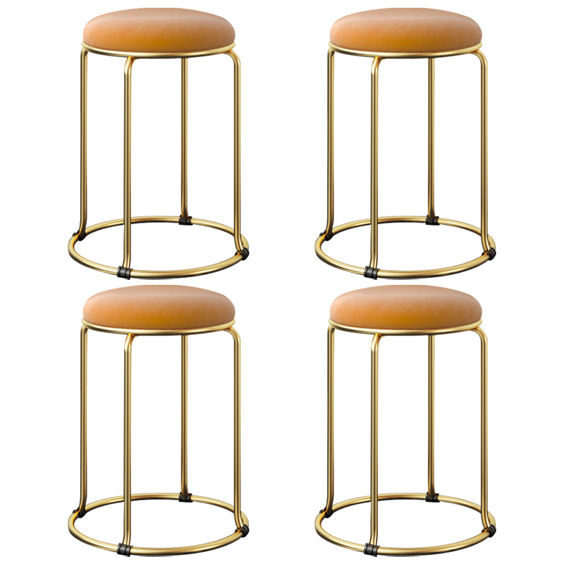 Ottoman Round Glam Pure Color Velvet Tear Resistant Standard Ottoman