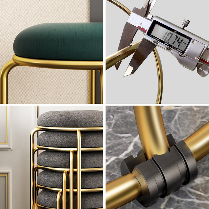 Ottoman Round Glam Pure Color Velvet Tear Resistant Standard Ottoman