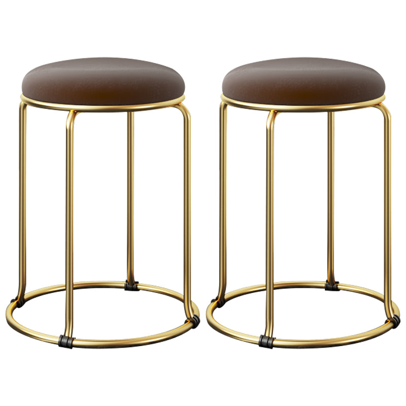 Ottoman Round Glam Pure Color Velvet Tear Resistant Standard Ottoman