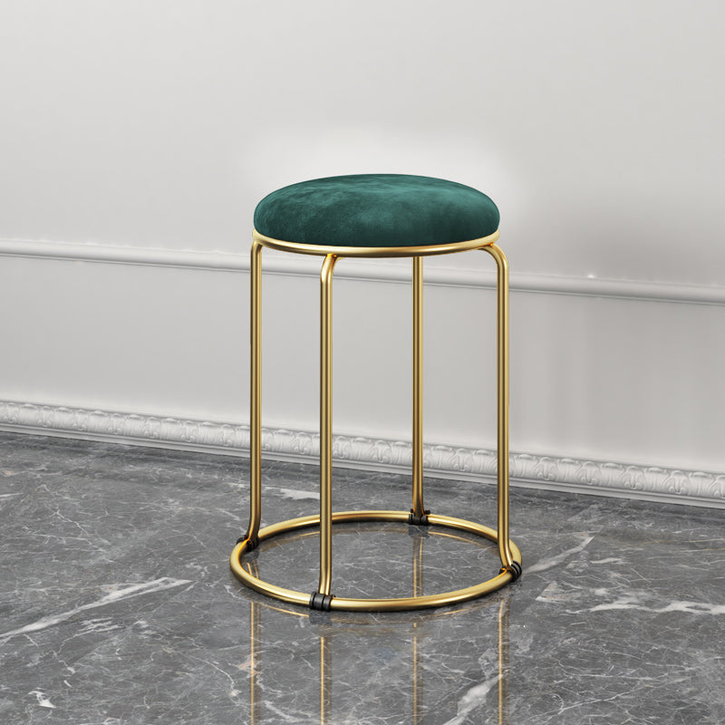 Ottoman Round Glam Pure Color Velvet Tear Resistant Standard Ottoman