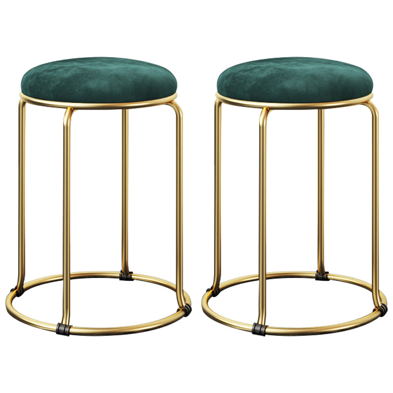 Ottoman Round Glam Pure Color Velvet Tear Resistant Standard Ottoman