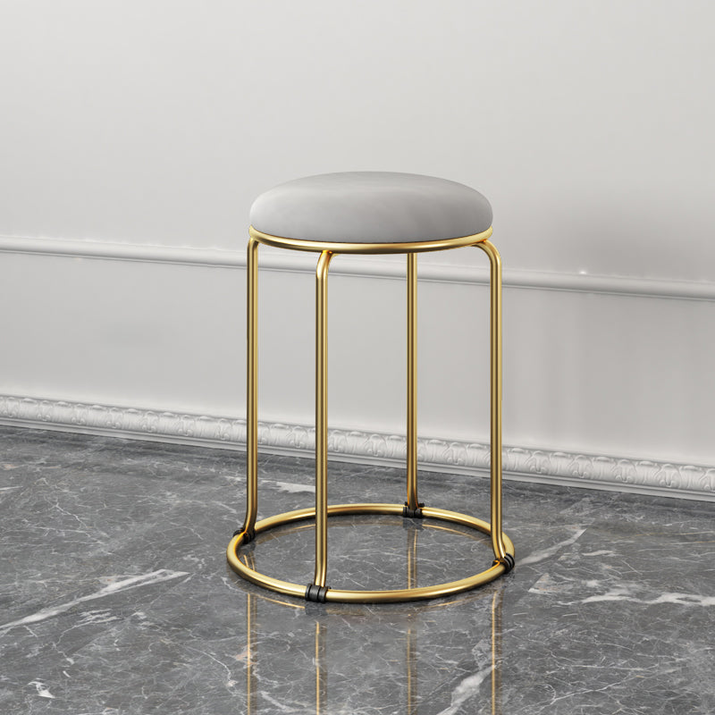 Ottoman Round Glam Pure Color Velvet Tear Resistant Standard Ottoman