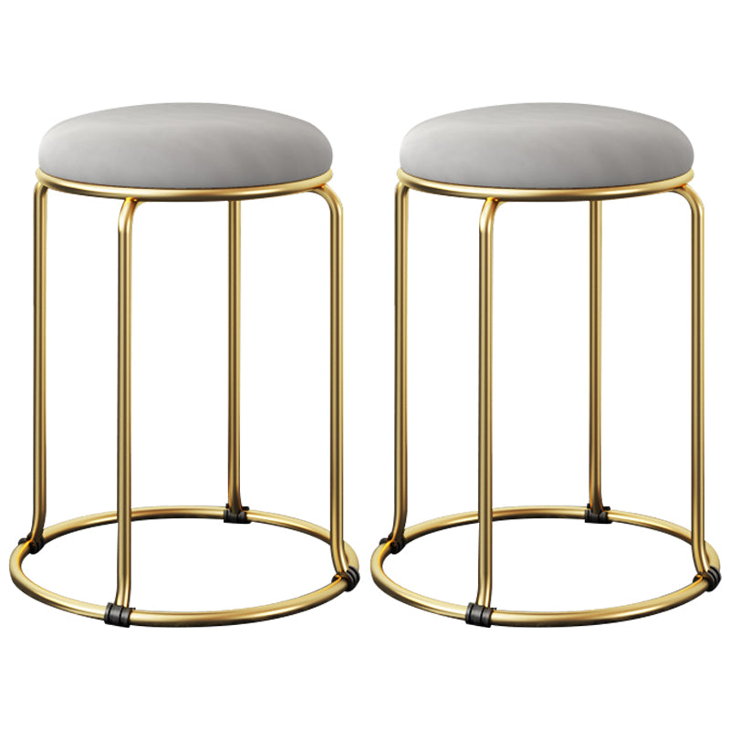 Ottoman Round Glam Pure Color Velvet Tear Resistant Standard Ottoman