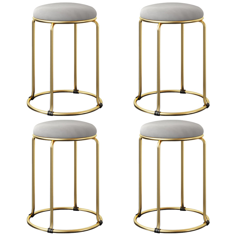 Ottoman Round Glam Pure Color Velvet Tear Resistant Standard Ottoman