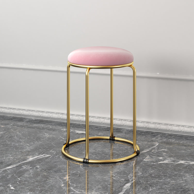 Ottoman Round Glam Pure Color Velvet Tear Resistant Standard Ottoman