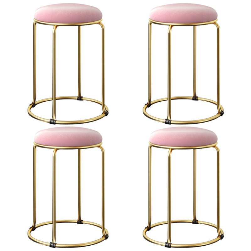 Ottoman Round Glam Pure Color Velvet Tear Resistant Standard Ottoman