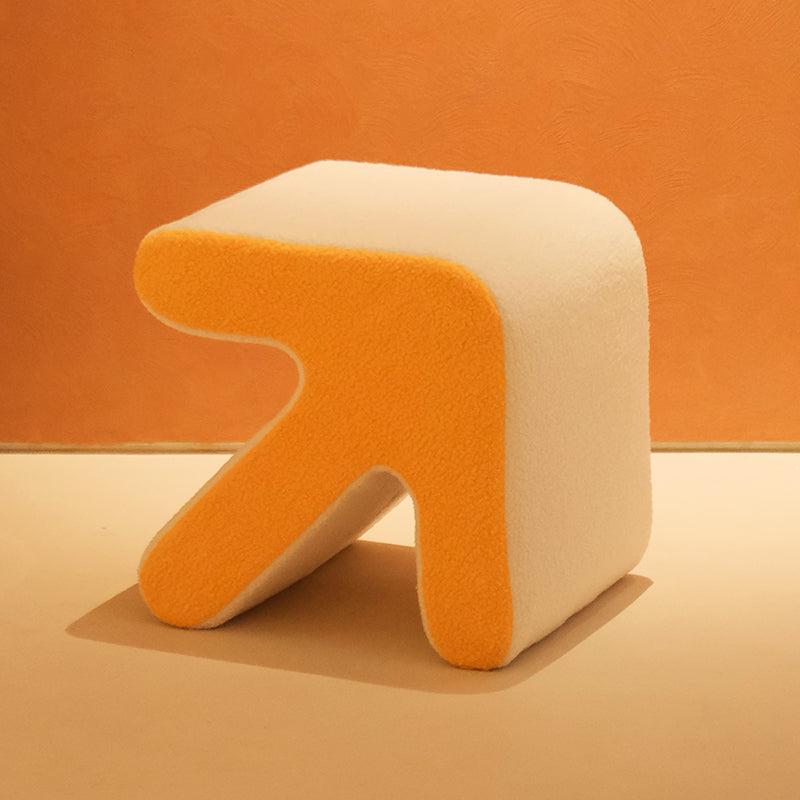 Contemporary Contrast Color Pouf Chair Velvet Arrow Shape Tear Resistant Chair Ottoman
