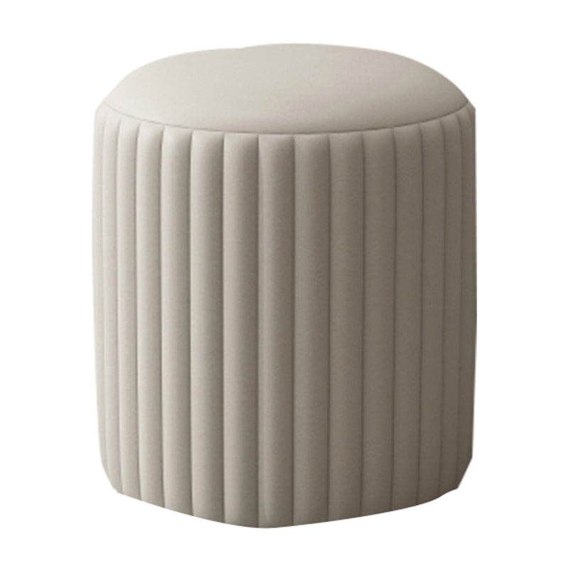 Contemporary Pouf Ottoman Faux Leather Upholstered Solid Wood Frame Round Ottoman