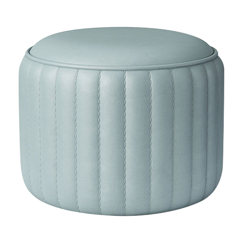 Contemporary Plain Ottoman Faux Leather Round Footstool Ottoman