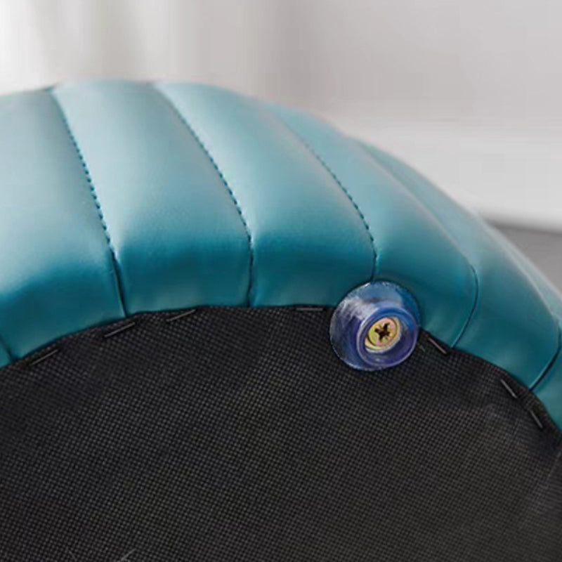 Contemporary Plain Ottoman Faux Leather Round Footstool Ottoman