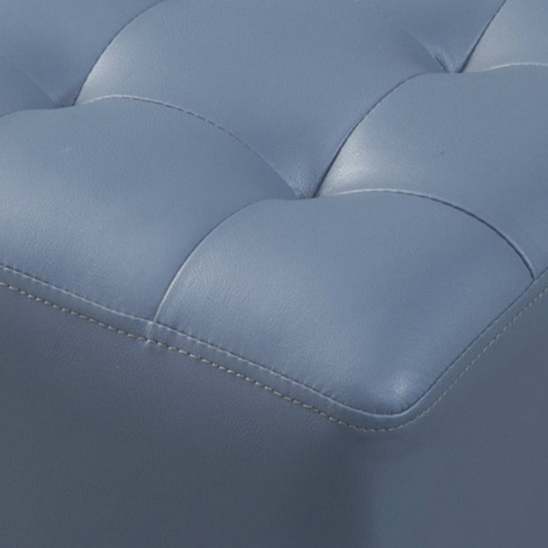 Dark Green Contemporary Pouf Pure Color Round Leather Indoor Pouf