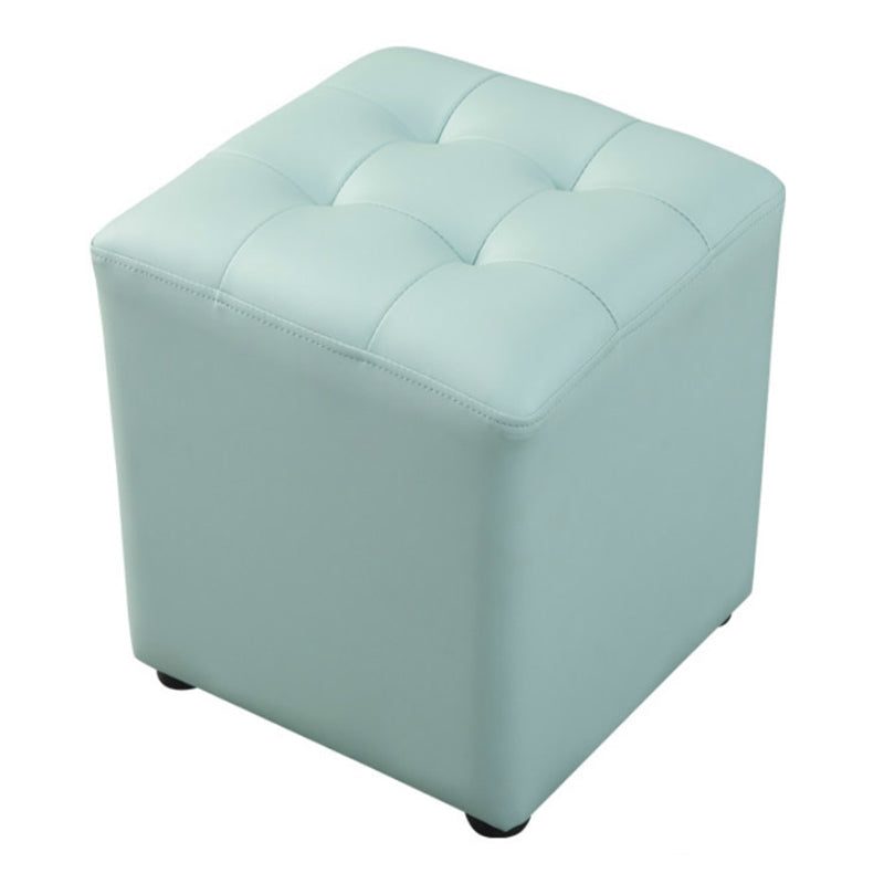 Dark Green Contemporary Pouf Pure Color Round Leather Indoor Pouf