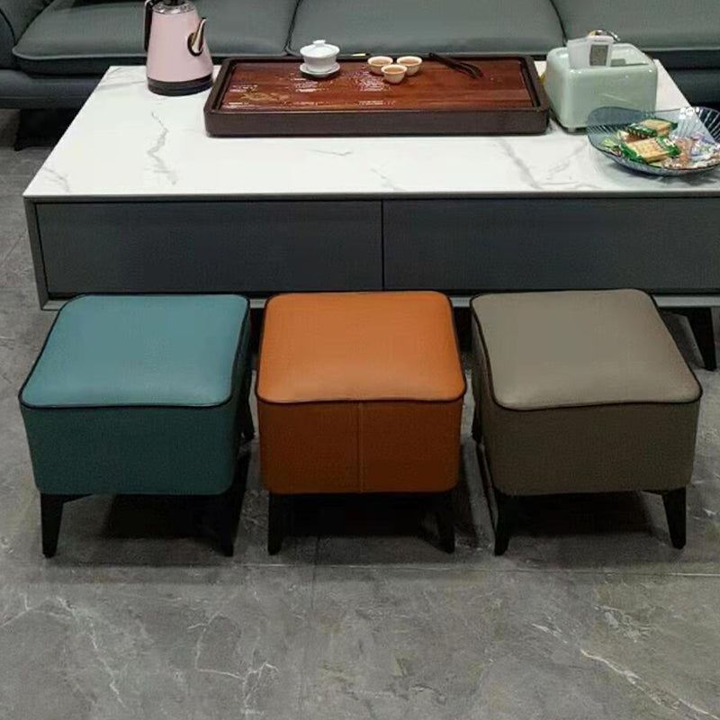 Contemporary Plain Pouf Ottoman Rectangle PU Leather Water Resistant Target Pouf