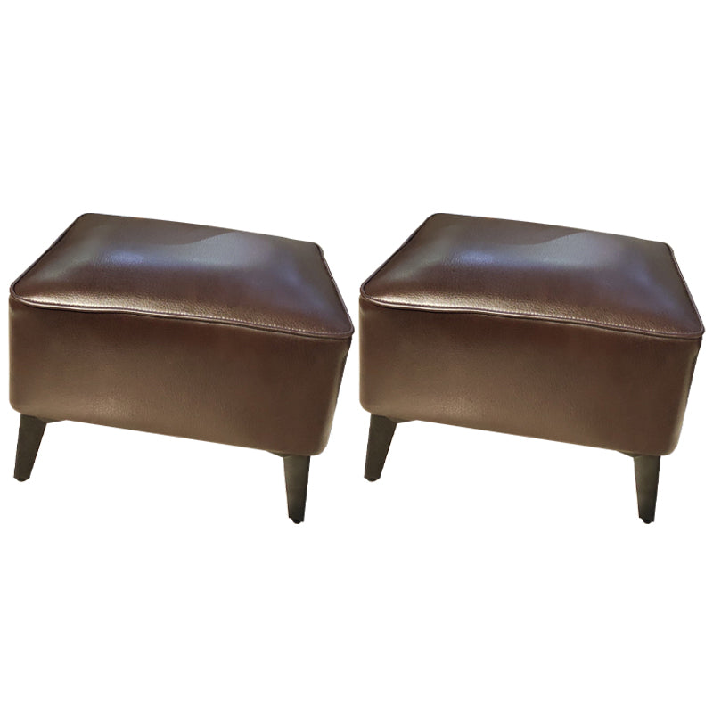 Contemporary Plain Pouf Ottoman Rectangle PU Leather Water Resistant Target Pouf