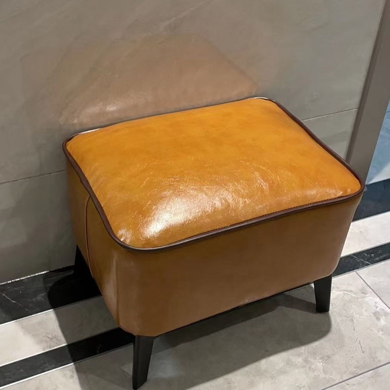 Contemporary Plain Pouf Ottoman Rectangle PU Leather Water Resistant Target Pouf