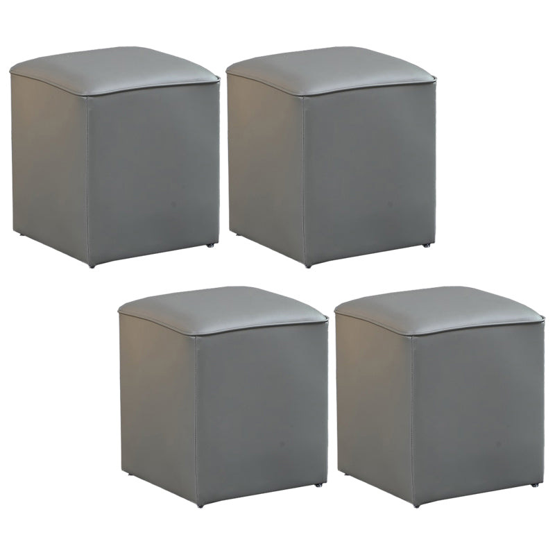 Minimalist Square Footstool Ottoman Pure Color Genuine Leather Ottoman