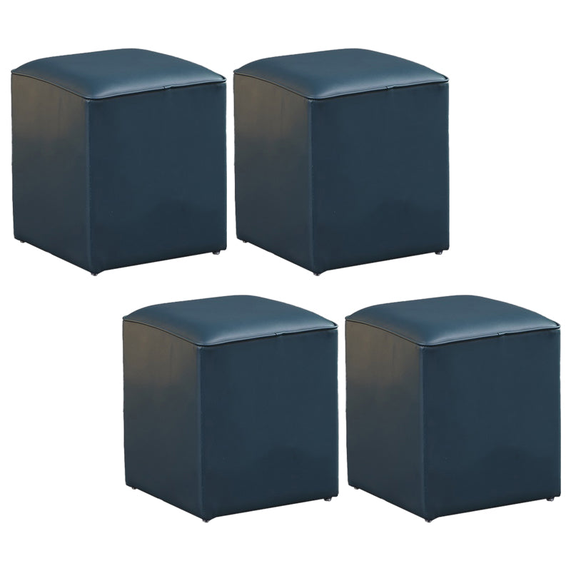 Minimalist Square Footstool Ottoman Pure Color Genuine Leather Ottoman