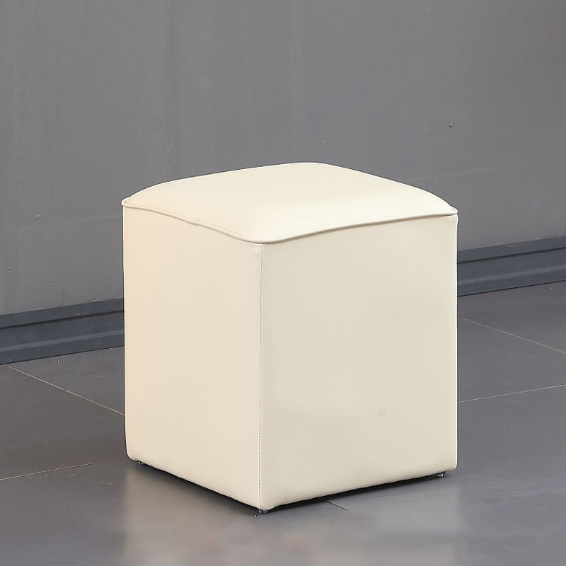 Minimalist Square Footstool Ottoman Pure Color Genuine Leather Ottoman