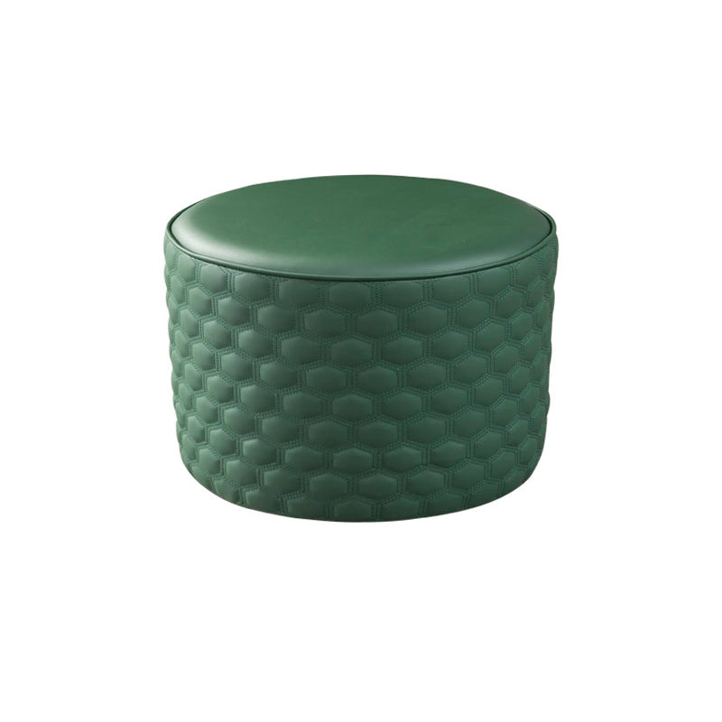 Water Resistant Pouf Ottoman Genuine Leather Round Solid Modern Ottoman