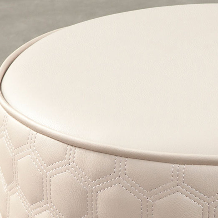 Water Resistant Pouf Ottoman Genuine Leather Round Solid Modern Ottoman