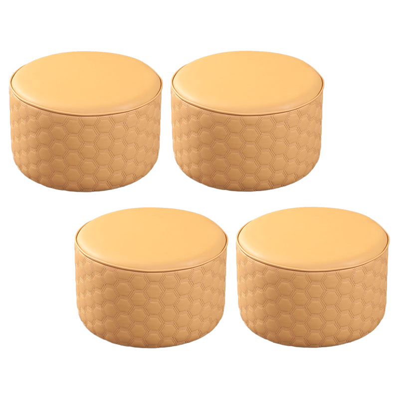 Water Resistant Pouf Ottoman Genuine Leather Round Solid Modern Ottoman