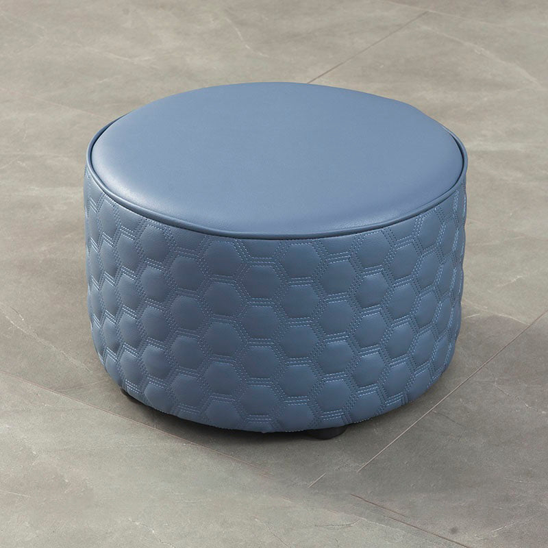 Water Resistant Pouf Ottoman Genuine Leather Round Solid Modern Ottoman
