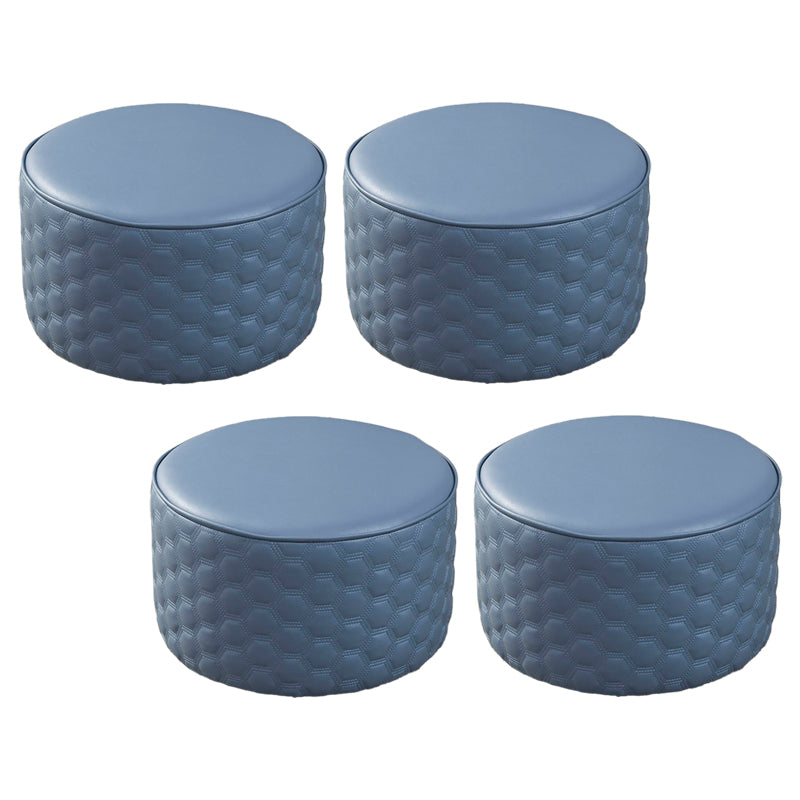 Water Resistant Pouf Ottoman Genuine Leather Round Solid Modern Ottoman