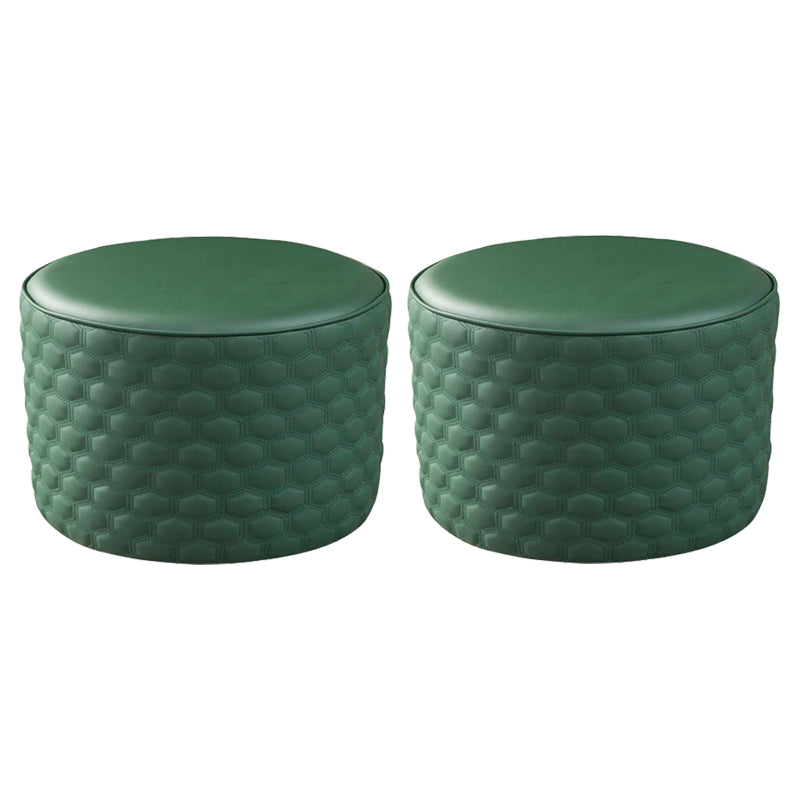 Water Resistant Pouf Ottoman Genuine Leather Round Solid Modern Ottoman