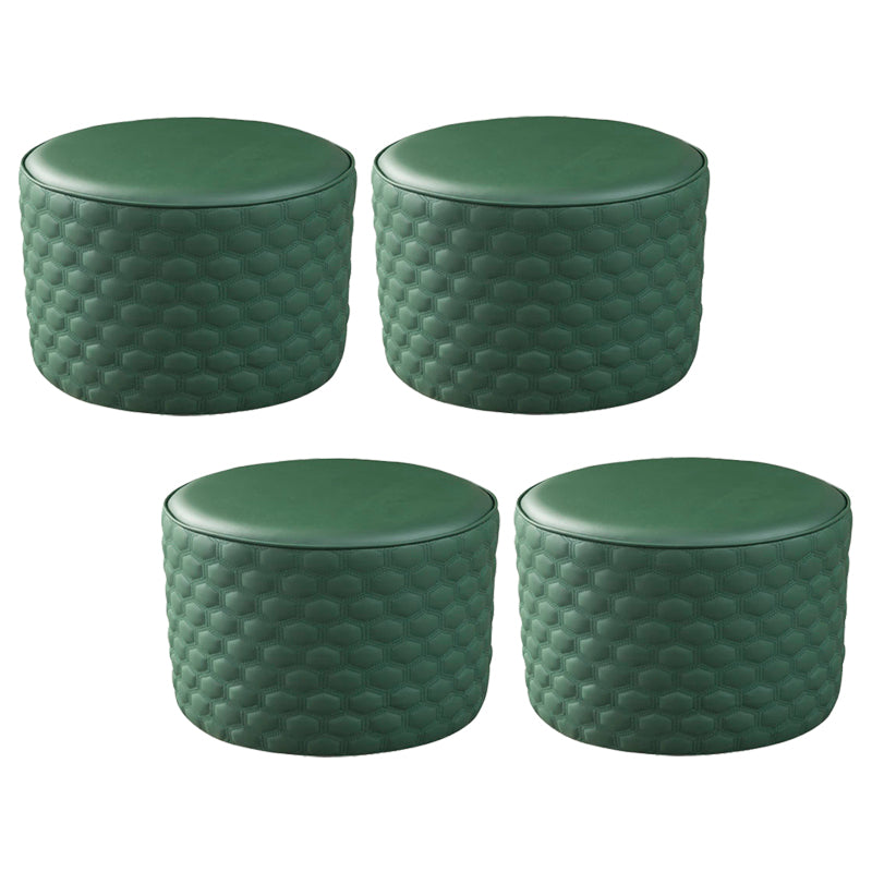 Water Resistant Pouf Ottoman Genuine Leather Round Solid Modern Ottoman