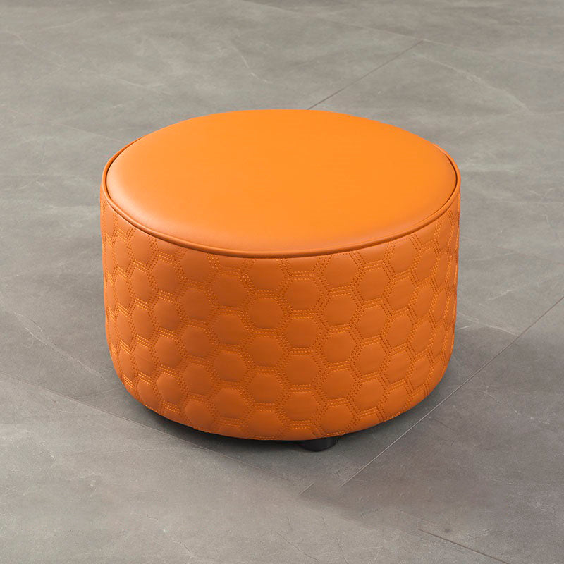 Water Resistant Pouf Ottoman Genuine Leather Round Solid Modern Ottoman