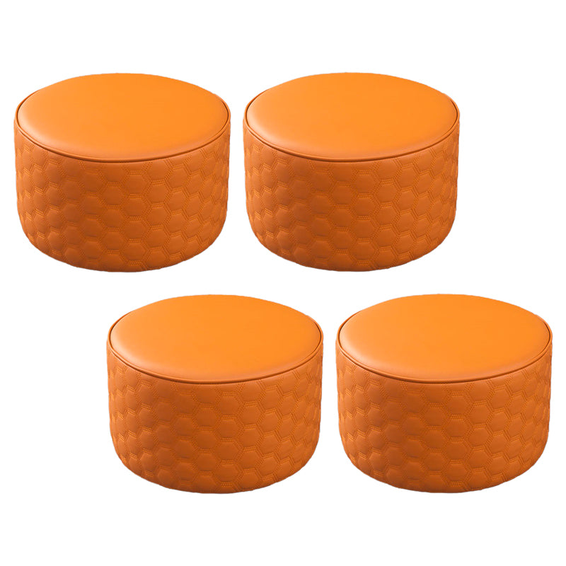 Water Resistant Pouf Ottoman Genuine Leather Round Solid Modern Ottoman