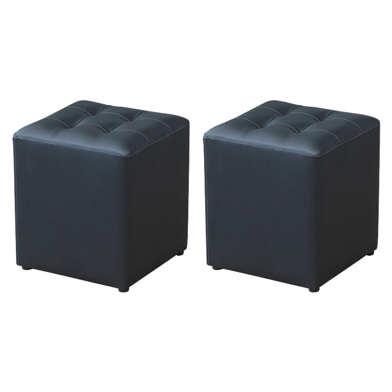 Modern Water Cube Stain Resistant Solid Color Leather Indoor Pouf