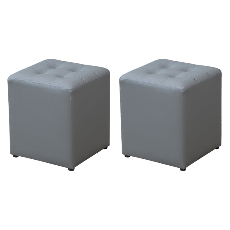 Modern Water Cube Stain Resistant Solid Color Leather Indoor Pouf