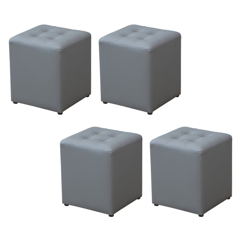 Modern Water Cube Stain Resistant Solid Color Leather Indoor Pouf