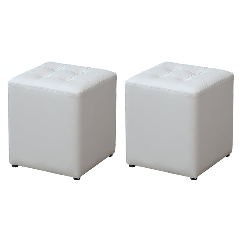 Modern Water Cube Stain Resistant Solid Color Leather Indoor Pouf