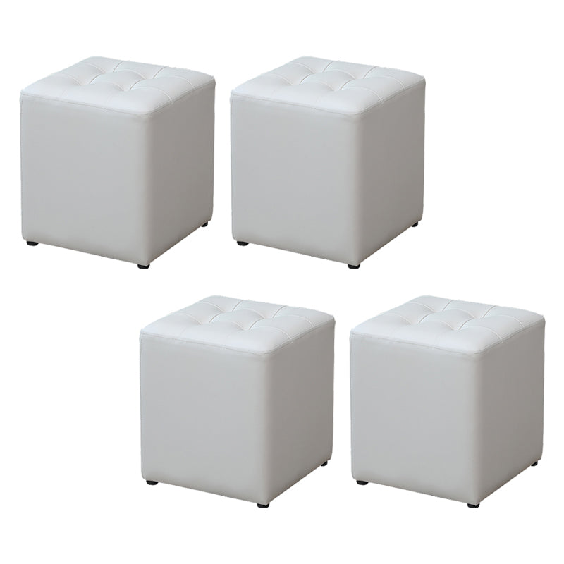 Modern Water Cube Stain Resistant Solid Color Leather Indoor Pouf
