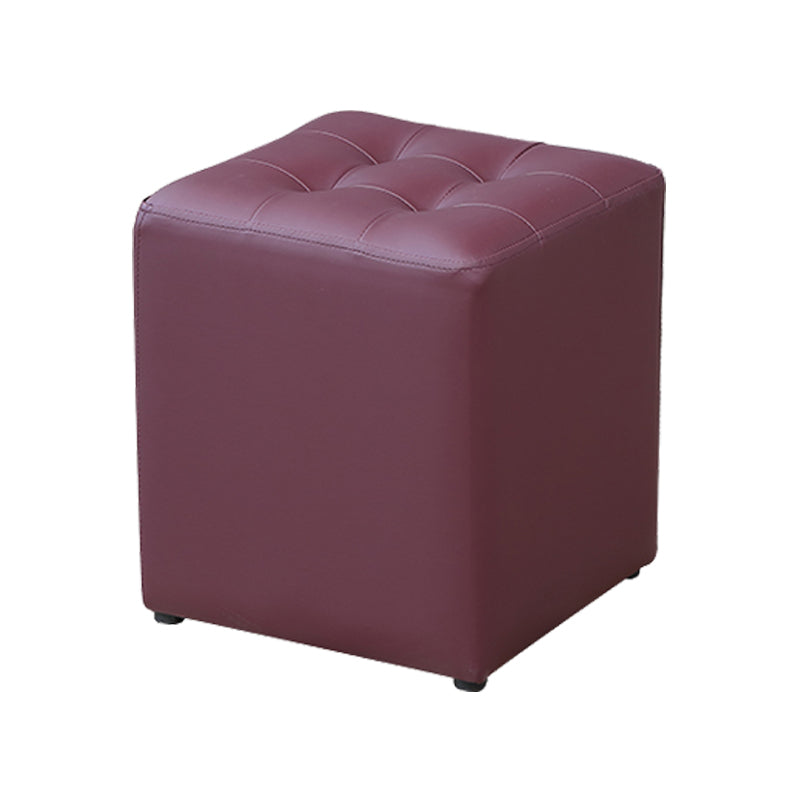 Modern Water Cube Stain Resistant Solid Color Leather Indoor Pouf