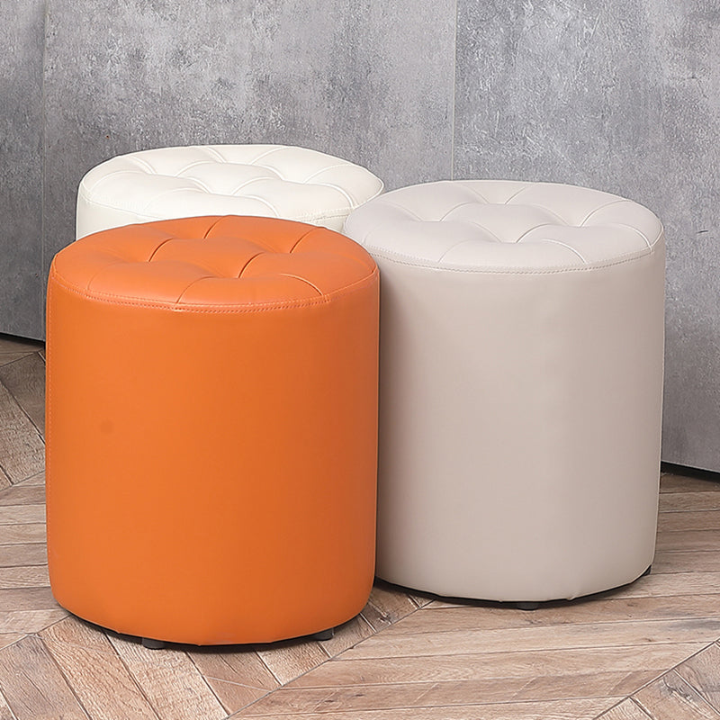 Modern Water Cube Stain Resistant Solid Color Leather Indoor Pouf