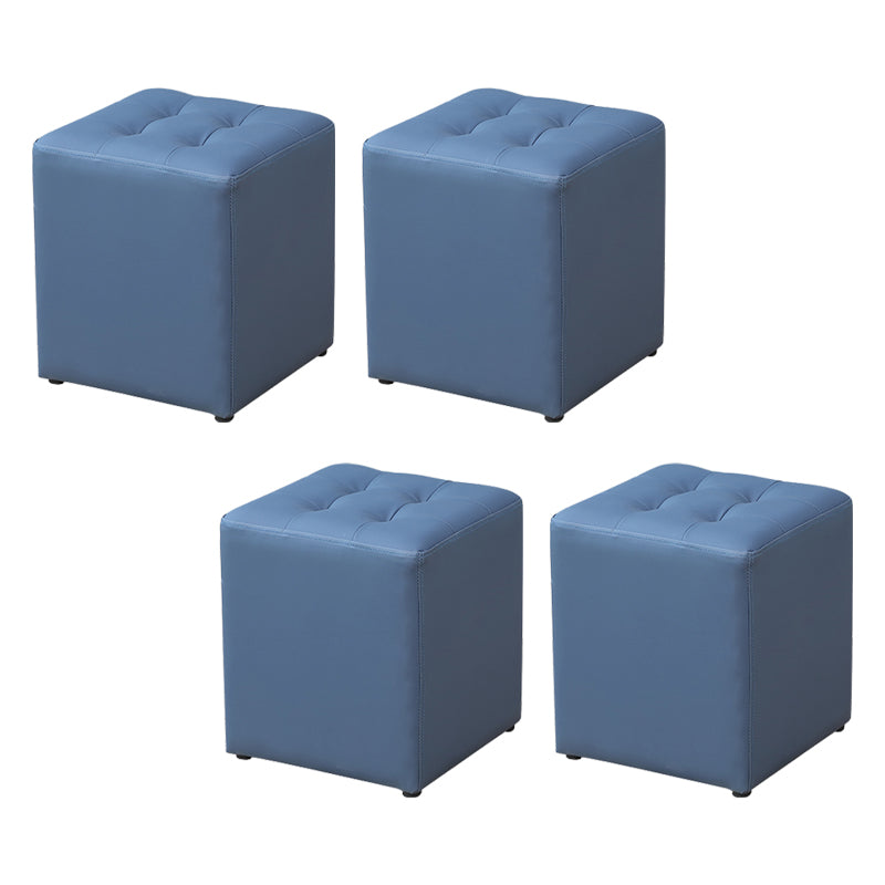 Modern Water Cube Stain Resistant Solid Color Leather Indoor Pouf