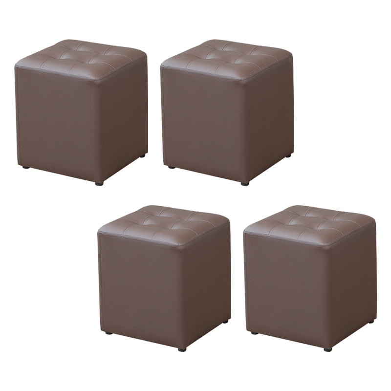 Modern Water Cube Stain Resistant Solid Color Leather Indoor Pouf