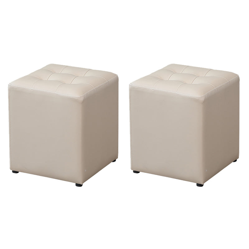 Modern Water Cube Stain Resistant Solid Color Leather Indoor Pouf
