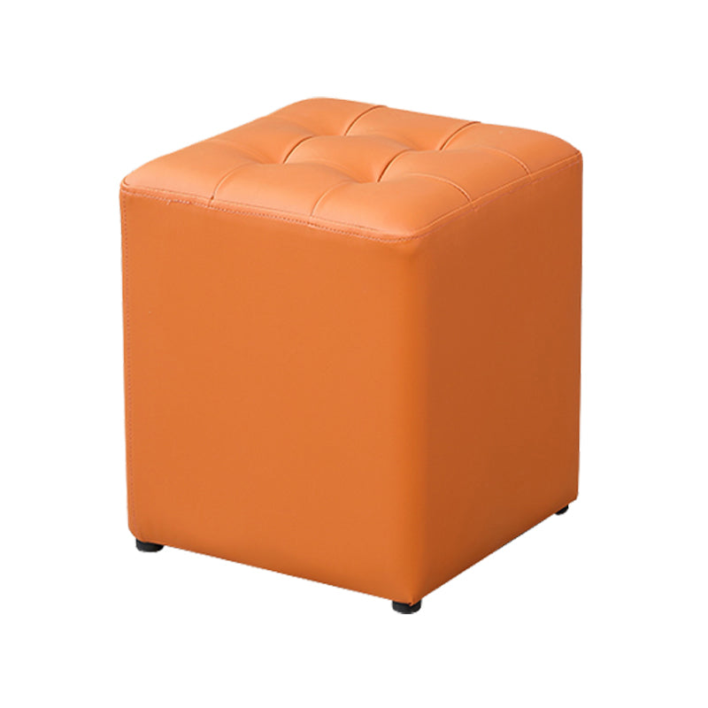 Modern Water Cube Stain Resistant Solid Color Leather Indoor Pouf
